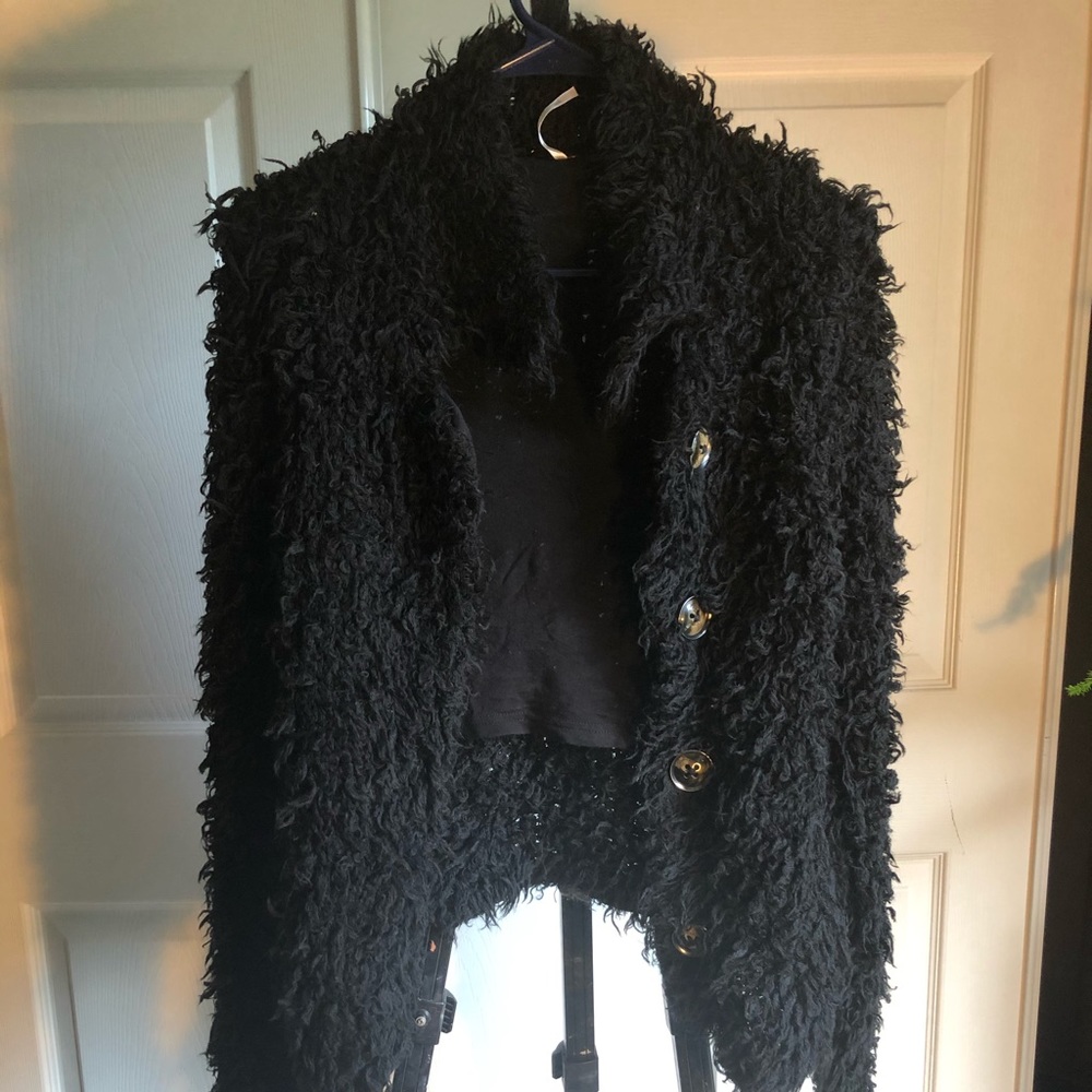 Free People Black Teddy cardigan